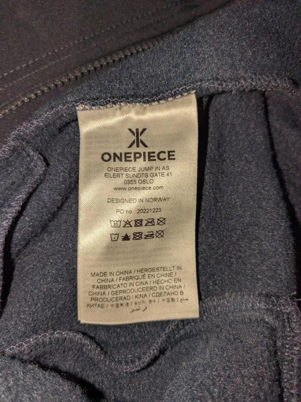 Onepiece Norway Navy Blue Fleece Jumpsuit Medium Sherpa Collar Mens Lounge Zip - Picture 12 of 16
